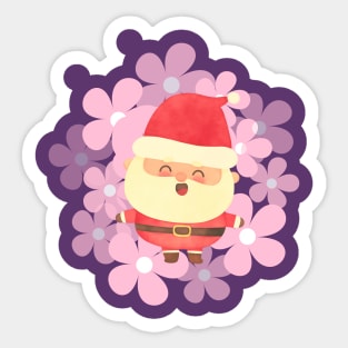 Retro vintage pink Santa Claus with vintage flower Sticker